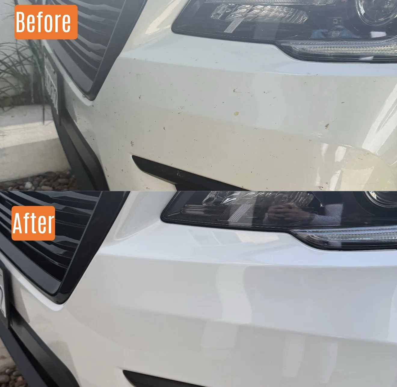 Before and after exterior detail removing bugs and tar in Santa Clarita, CA