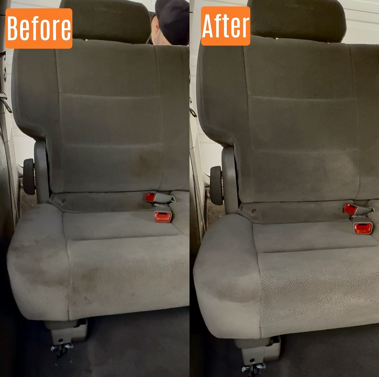 Before and after fabric seat shampoo in Santa Clarita, CA