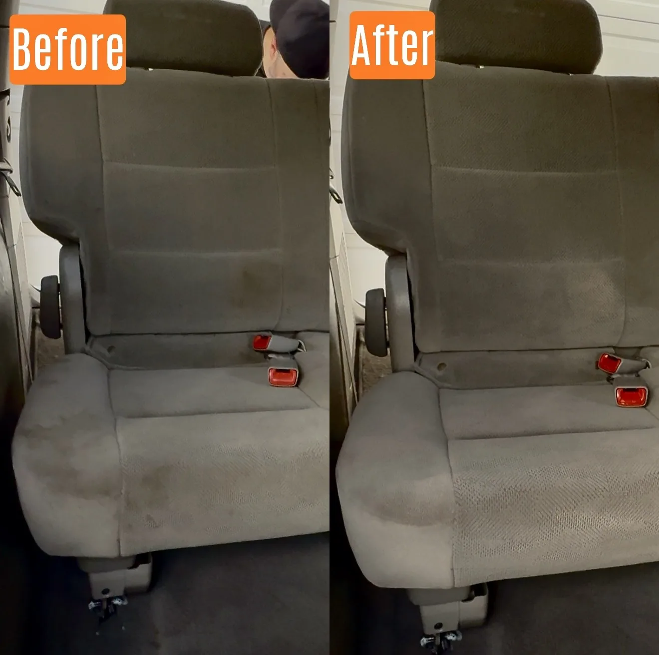 Before and after fabric seat shampoo in Santa Clarita, CA